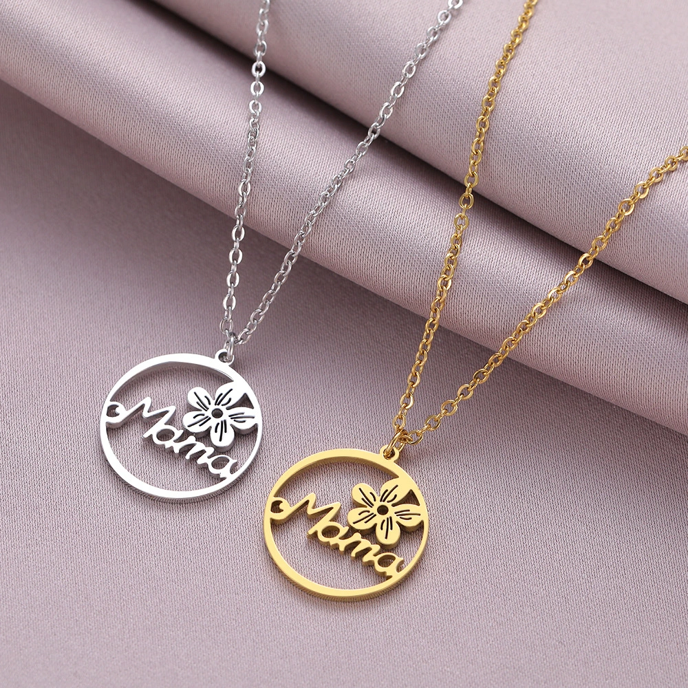 Women's Fashion Simple Stainless Steel Hollow Small Flower Pendant Necklace