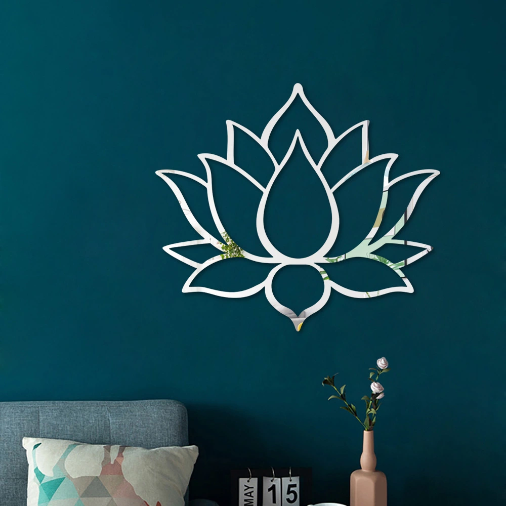 Three-Dimensional Hollow Line Lotus Mirror Stickers Home Decoration Self-adhesive