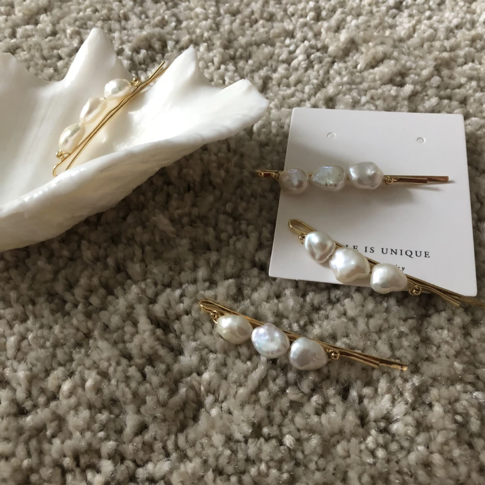 Handmade Natural Fresh Water Baroque Pearl Barrettes