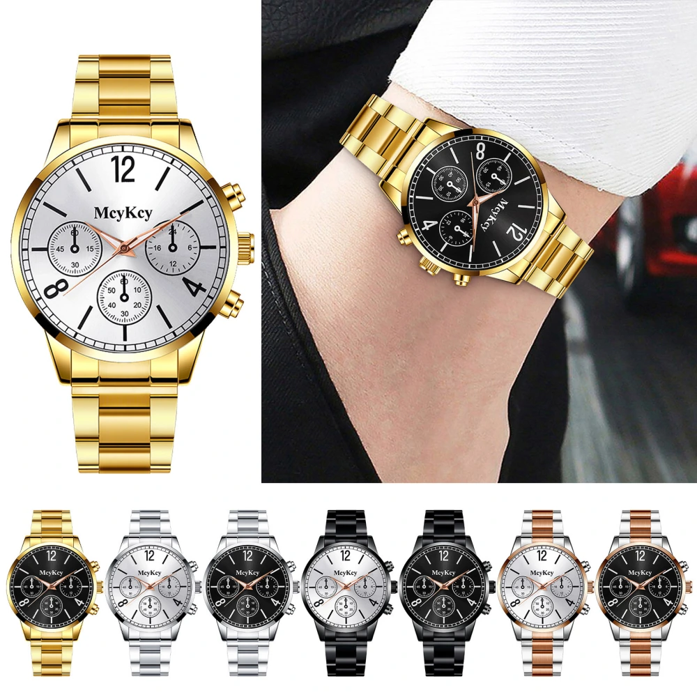 Fake Three-eye Men's Steel Belt Business Casual Quartz Watch