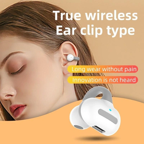 1PC Painless Wear Ear-clip Single Ear Earphone,TWS Bluetooth5.3 Noise Cancelling Touch Control Earphones with Microphone