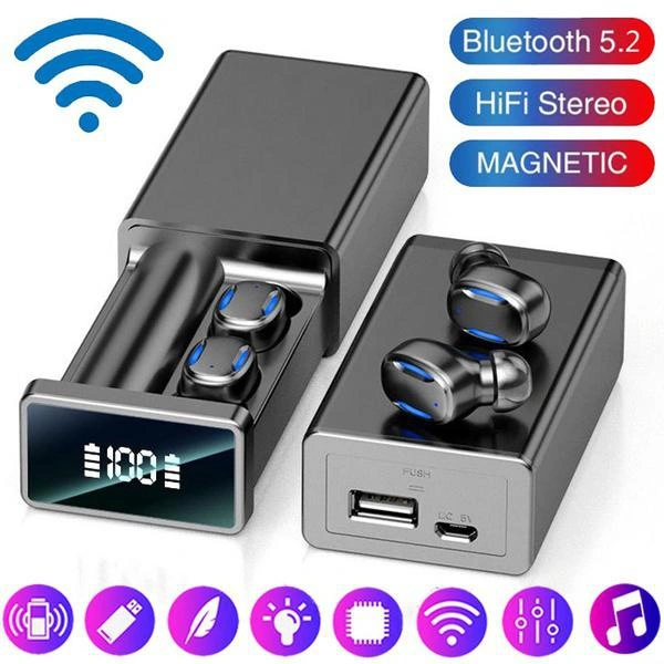 4 Colors Stereo TWS Wireless Bluetooth 5.2 Headset Waterproof Sport Earphones Mini In Ear Earbuds CVC8.0 Noise Cancelling Headphones with Mic LED Display Charging Box for Smartphones