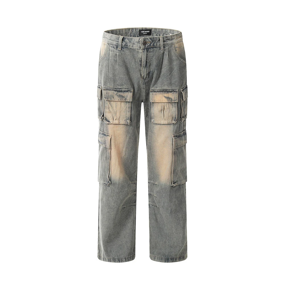 Men's Loose Jeans With Multiple Pockets