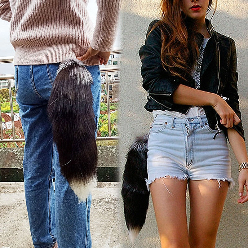 Oversized Fox Fur Pendant Women's Bag Keychain