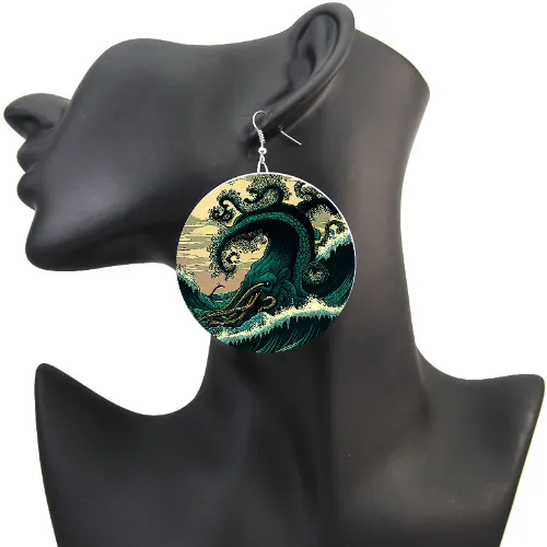 Cthulhu's Dominion wood earrings