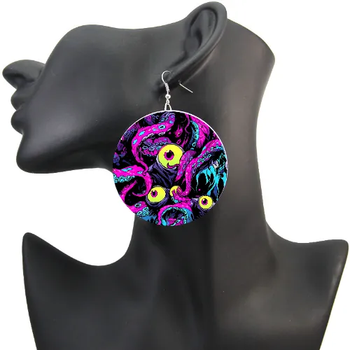 Eyeball Licker wood earrings