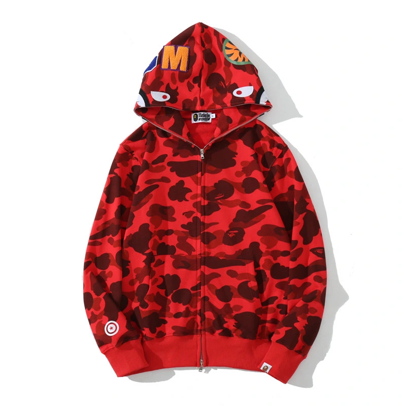 classic camouflage hooded cardigan zipper terry men's and women's tide brand sweater jacket