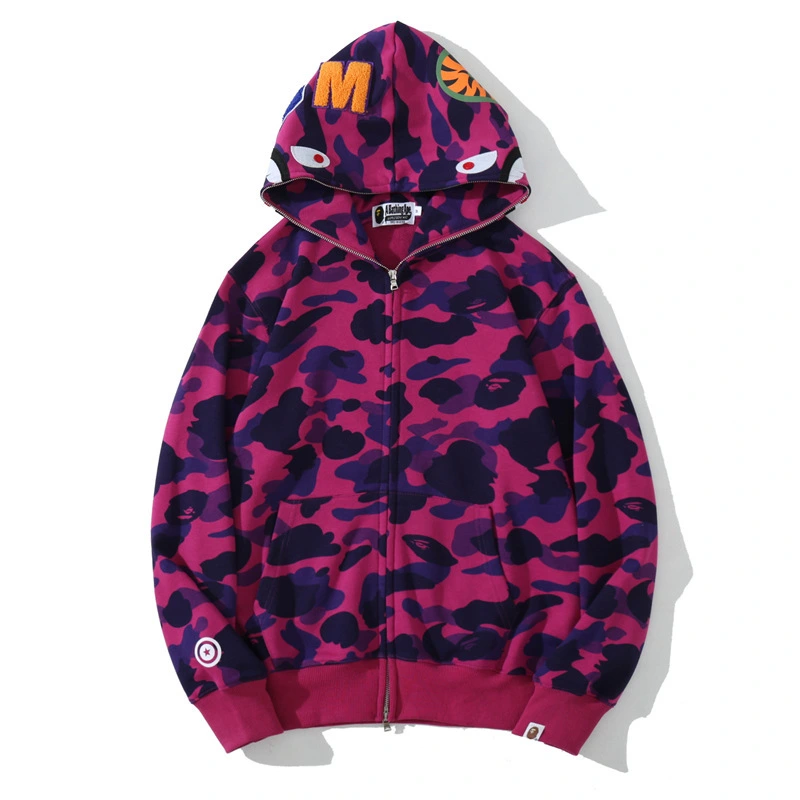 classic camouflage hooded cardigan zipper terry men's and women's tide brand sweater jacket