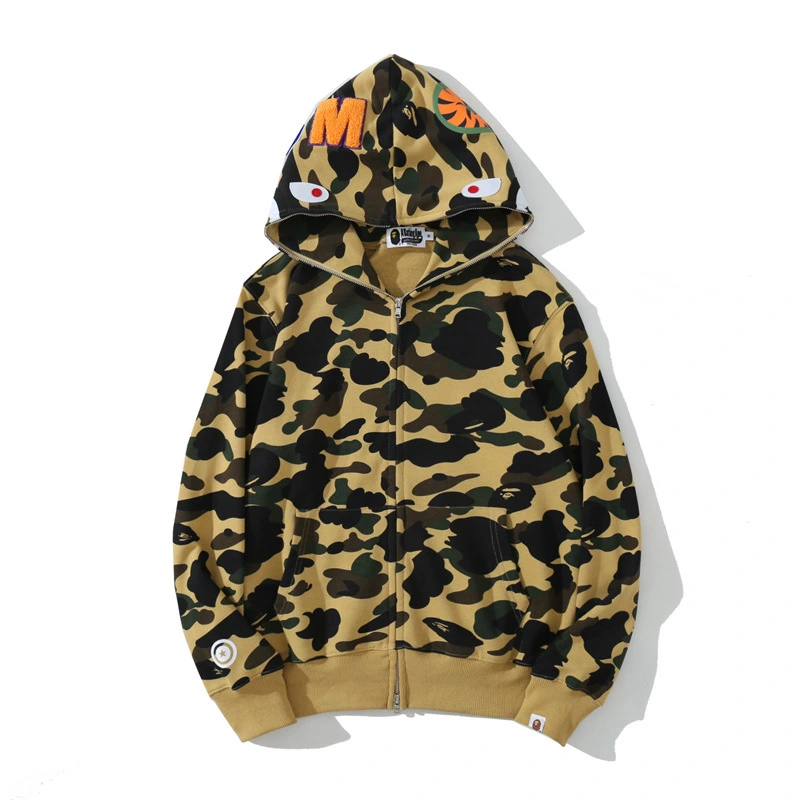 classic camouflage hooded cardigan zipper terry men's and women's tide brand sweater jacket