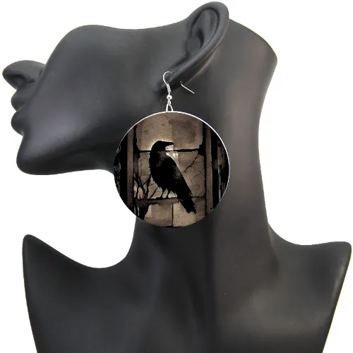 The Raven Waits Noir wood earrings