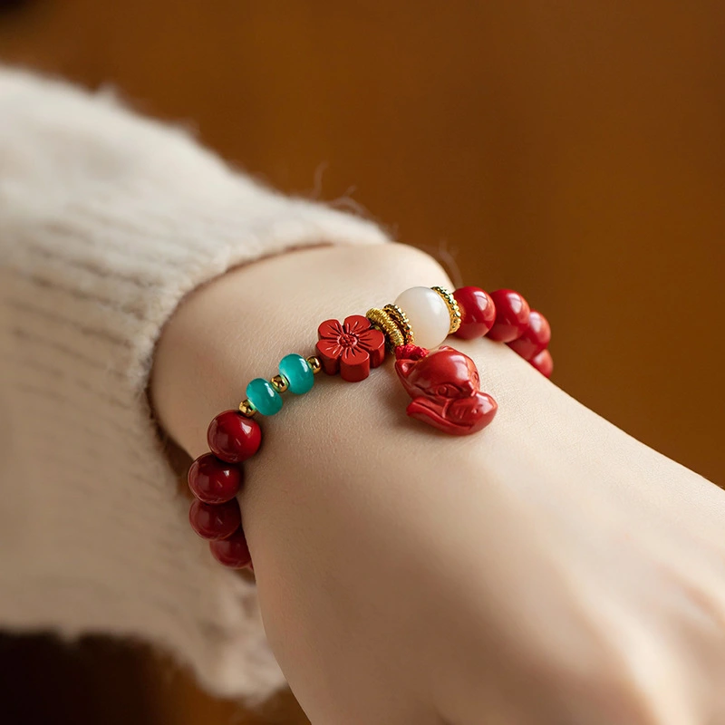 Women's Fashion Simple Red Flower Fox Bracelet