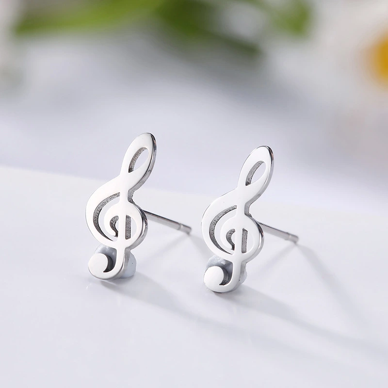 Note Ear Studs Simple And Compact Female Stainless Steel Studs