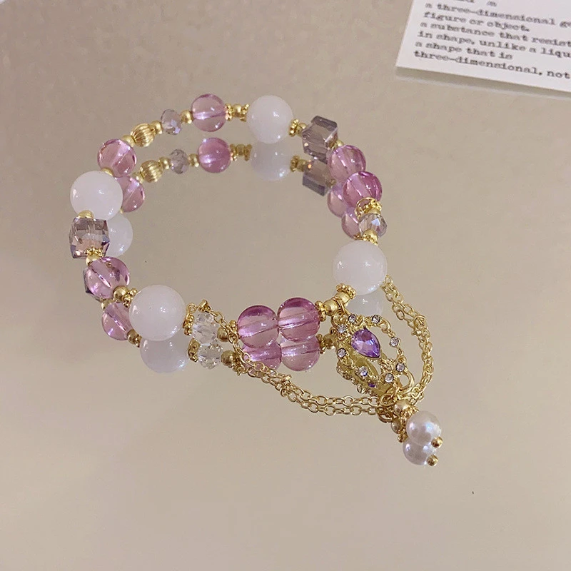 New Chinese Style Purple Crystal String Beads Bracelet