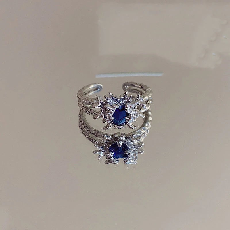 Blue Crystal Ring Female Irregular