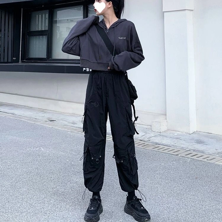 Dark Overalls Women's Loose Casual Wide-leg Pants