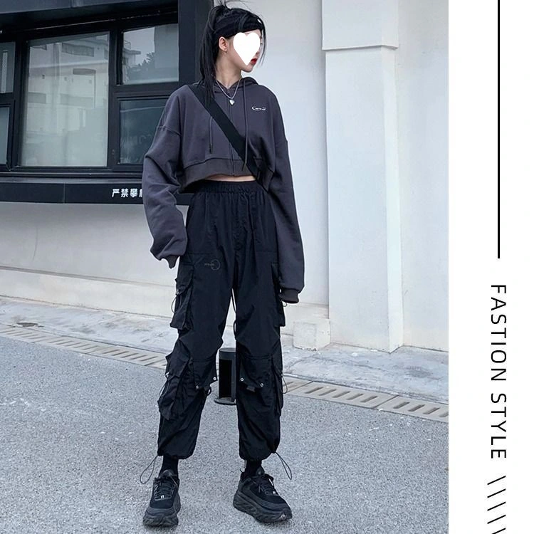 Dark Overalls Women's Loose Casual Wide-leg Pants