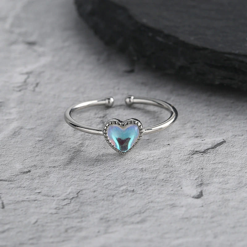 Aurora Moonstone Love Heart-shaped Ring