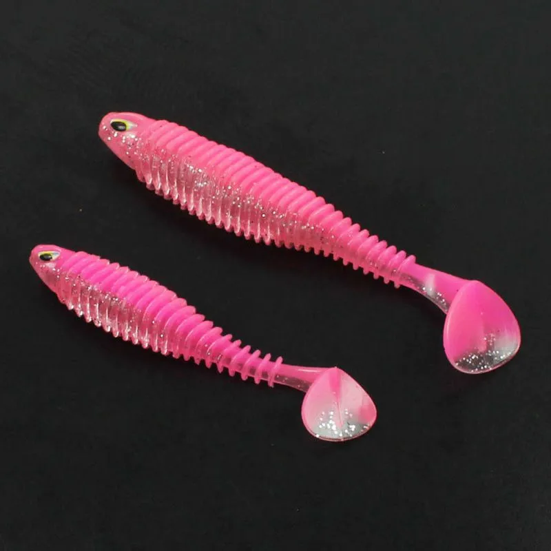 Luya Big T-tail Soft Fish Bait With Crank Lead Head