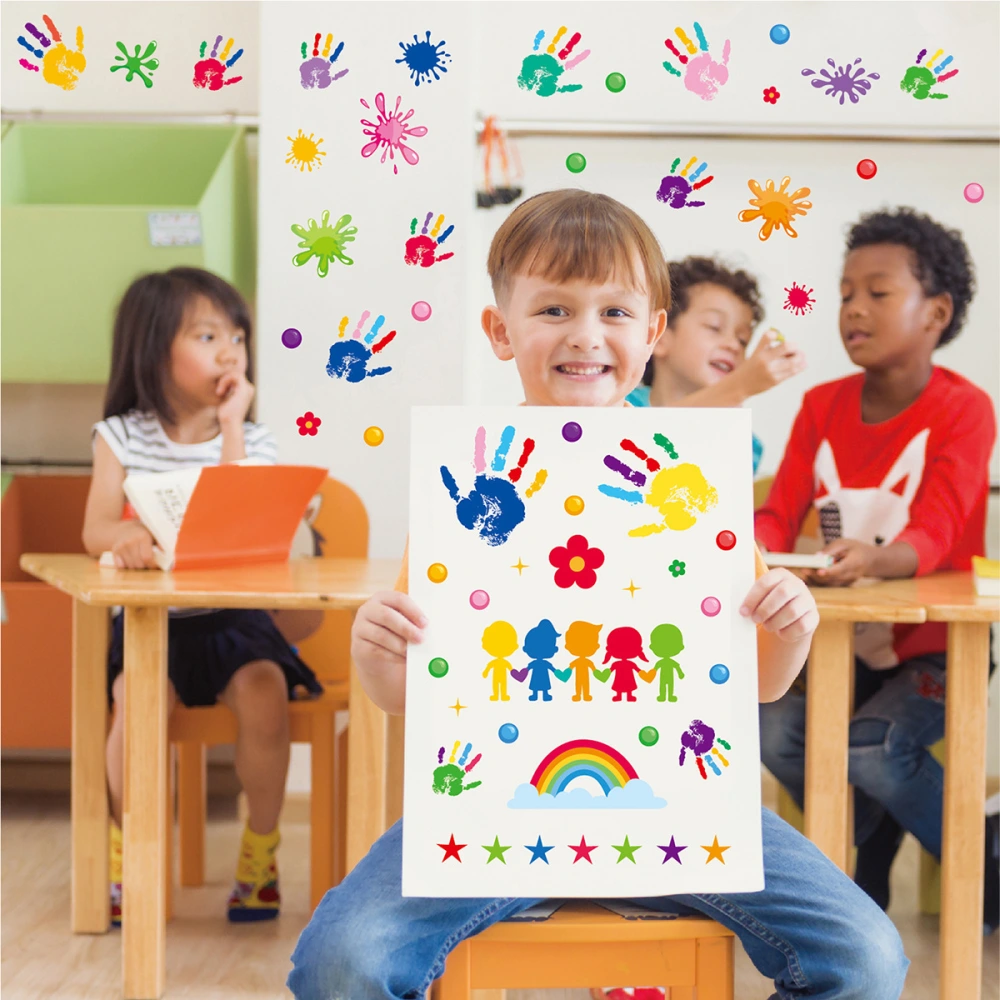 Children's Colorful Handprint Wall Stickers