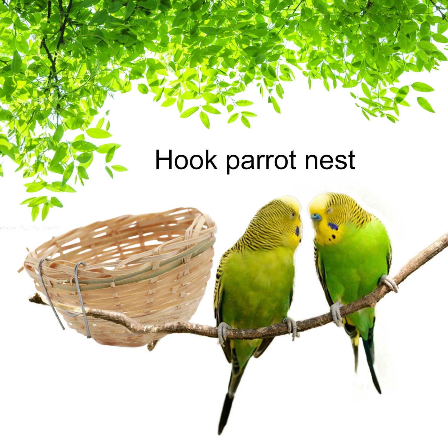 Bird Nest Natural Materials Hand-woven with Hook Pet Bird Parrot Bamboo House Bird Supplies