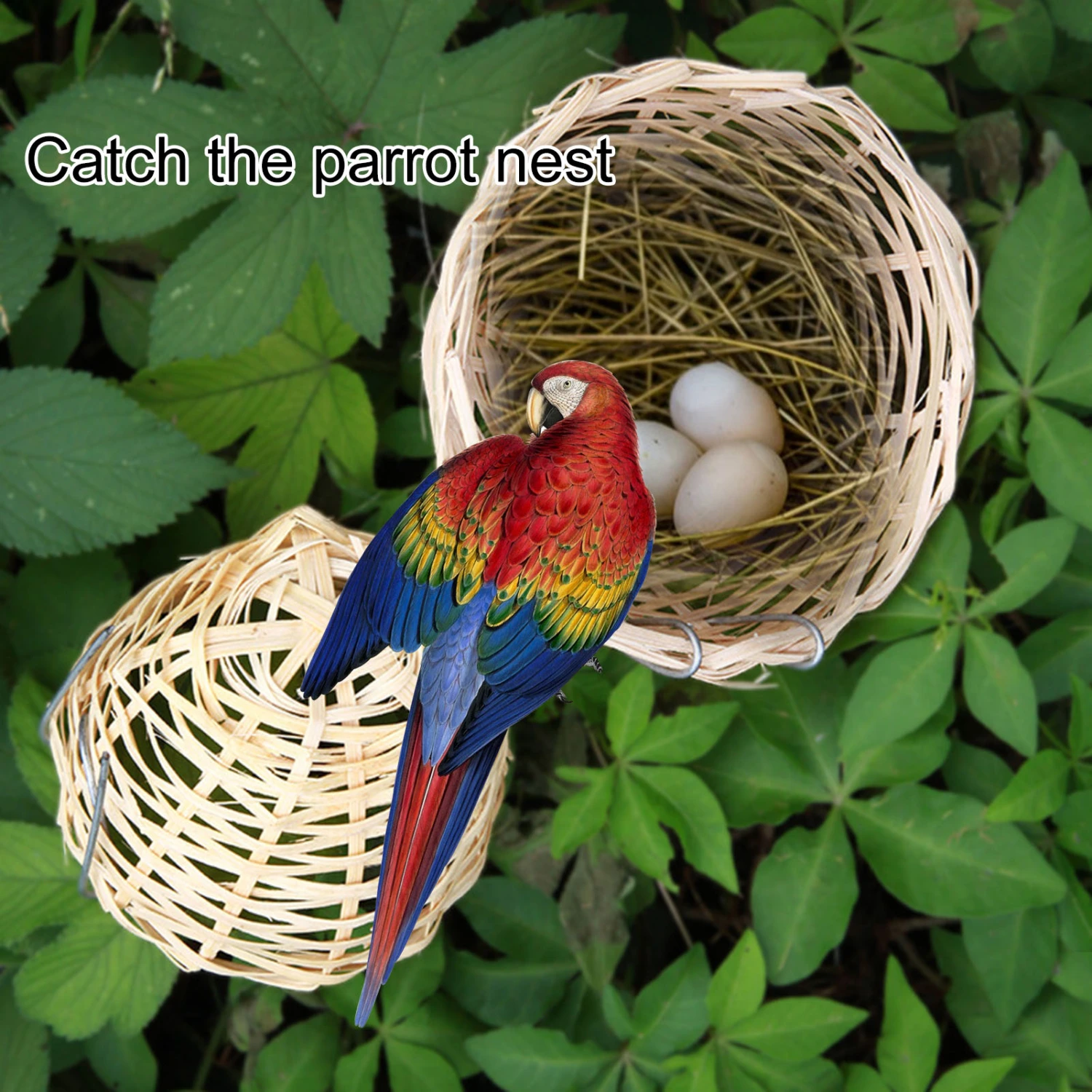 Bird Nest Natural Materials Hand-woven with Hook Pet Bird Parrot Bamboo House Bird Supplies