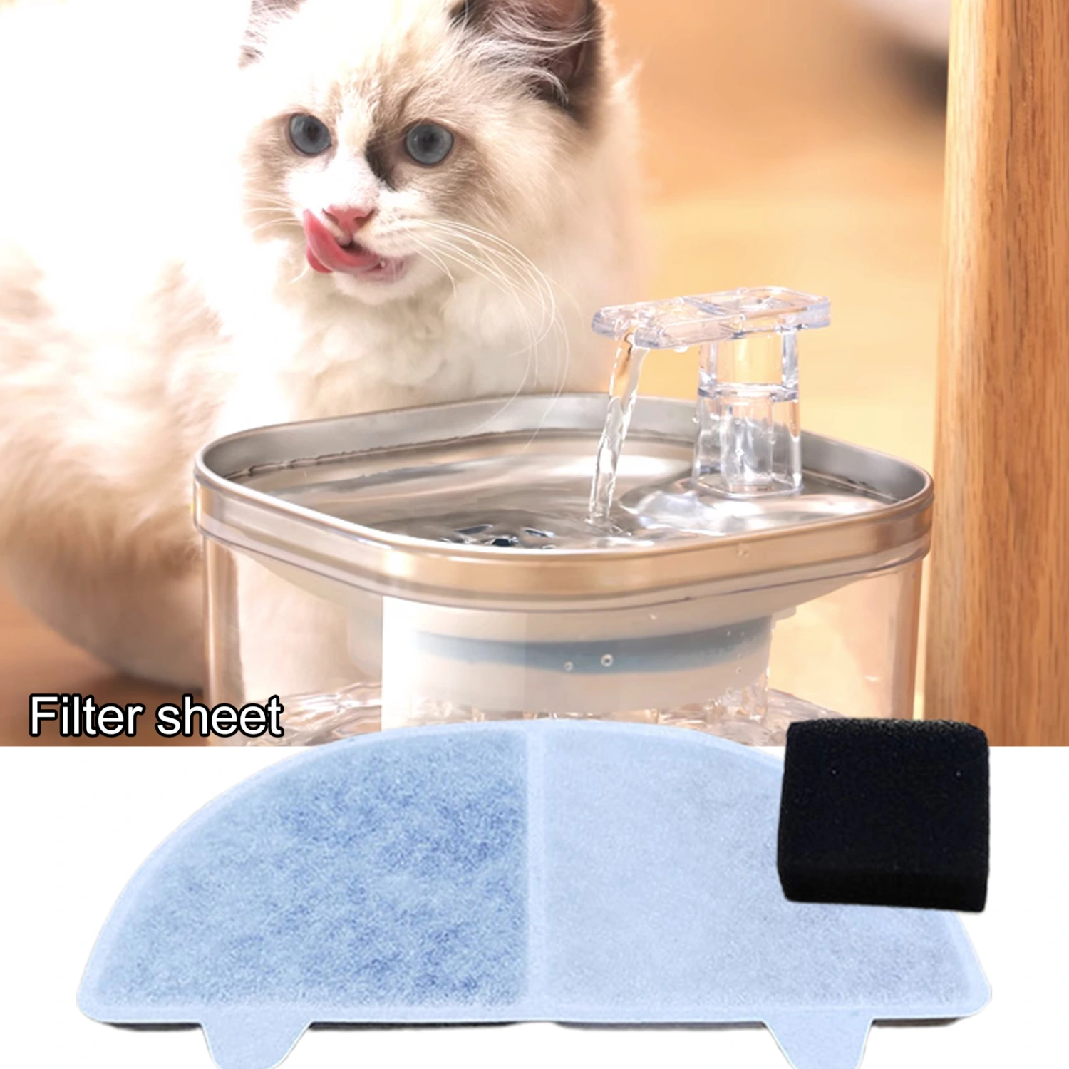 Water Fountain Filter Multifunctional Natural Ingredients Lightweight High Adsorption Capacity Easy to Install Remove Odor Non-woven Fabric Cat Water Fountain Filter Pet Supply