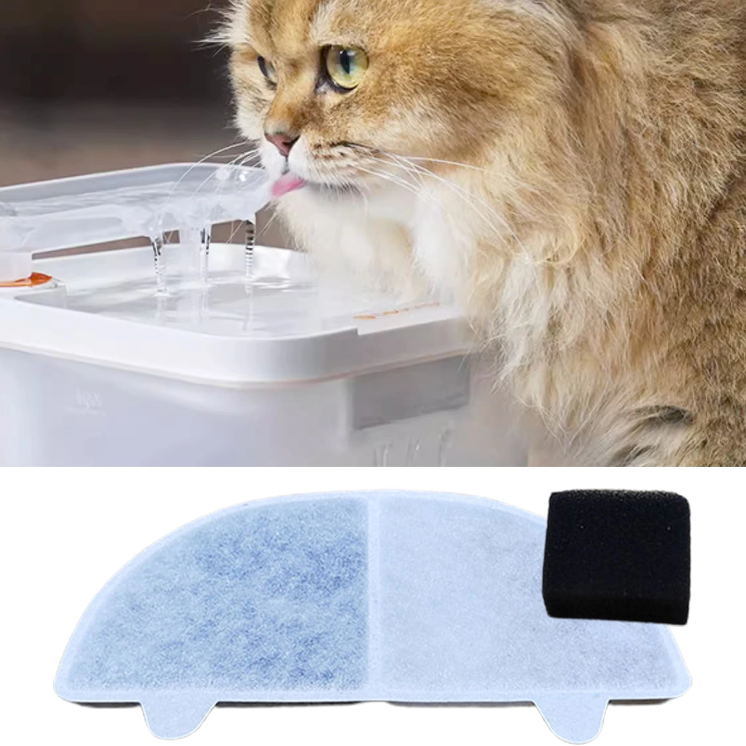 Water Fountain Filter Multifunctional Natural Ingredients Lightweight High Adsorption Capacity Easy to Install Remove Odor Non-woven Fabric Cat Water Fountain Filter Pet Supply