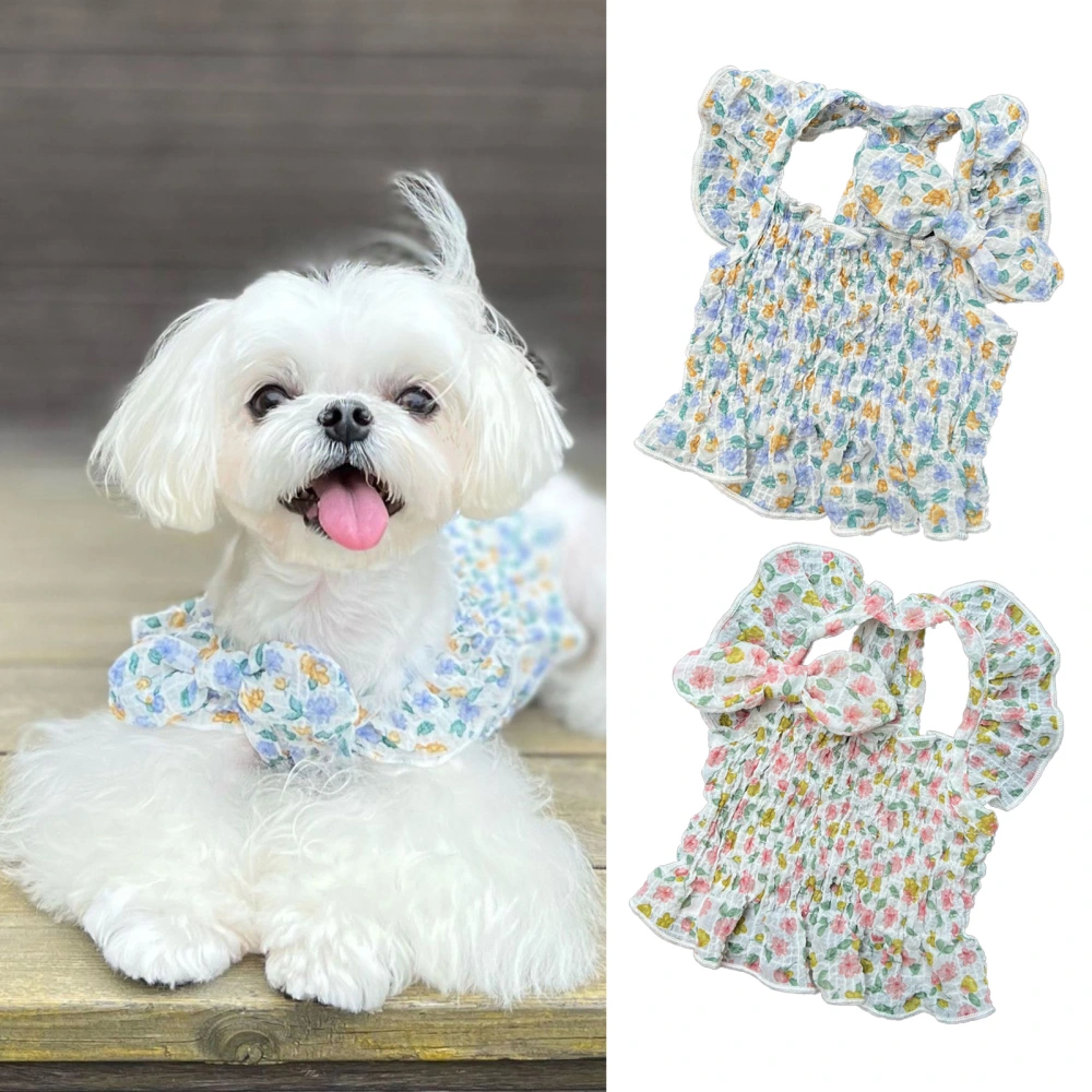 Adorable Pet Clothes Breathable Two-legged Flower Print Puppy Shirt Photograph Props 