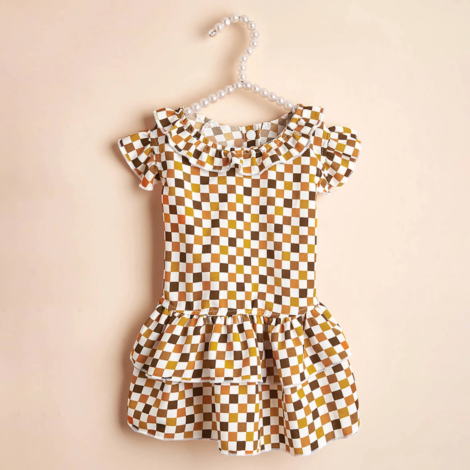 Dog Dress Plaid Comfortable Breathable Summer Kitty Clothes Dog Outfits for Outdoor 