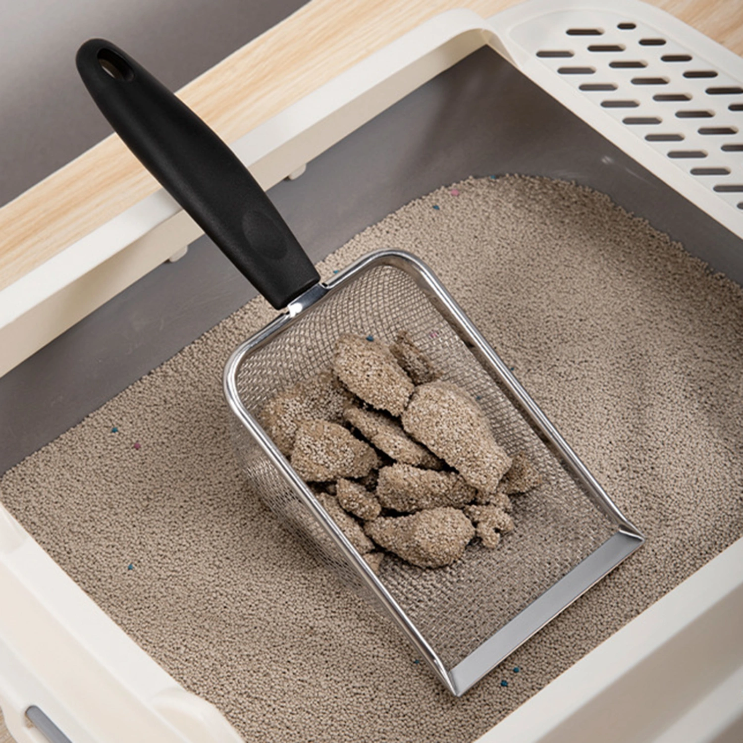 Cat Litter Shovel Hollow Out Comfortable Grip Fast Leak Small Holes Multifunctional Shovel Sand Hanging Hole Pet Cat Litter Tray Beach Shovel Cat Cleaning Supplies