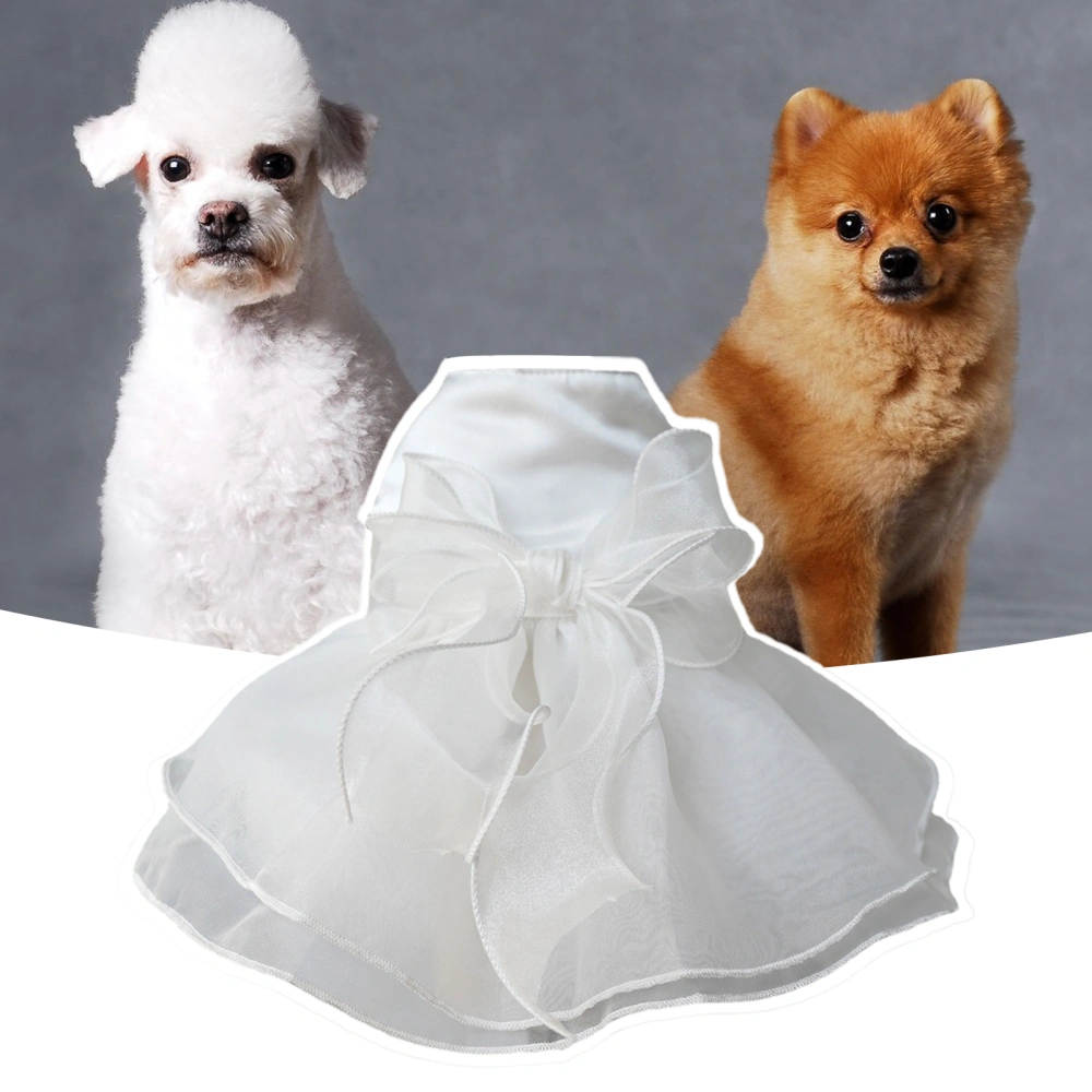 Pet Wedding Dress Lace Bow-Knot Party Dress-up Elegant Small Dog White Princess Dress Dog Summer Clothes 