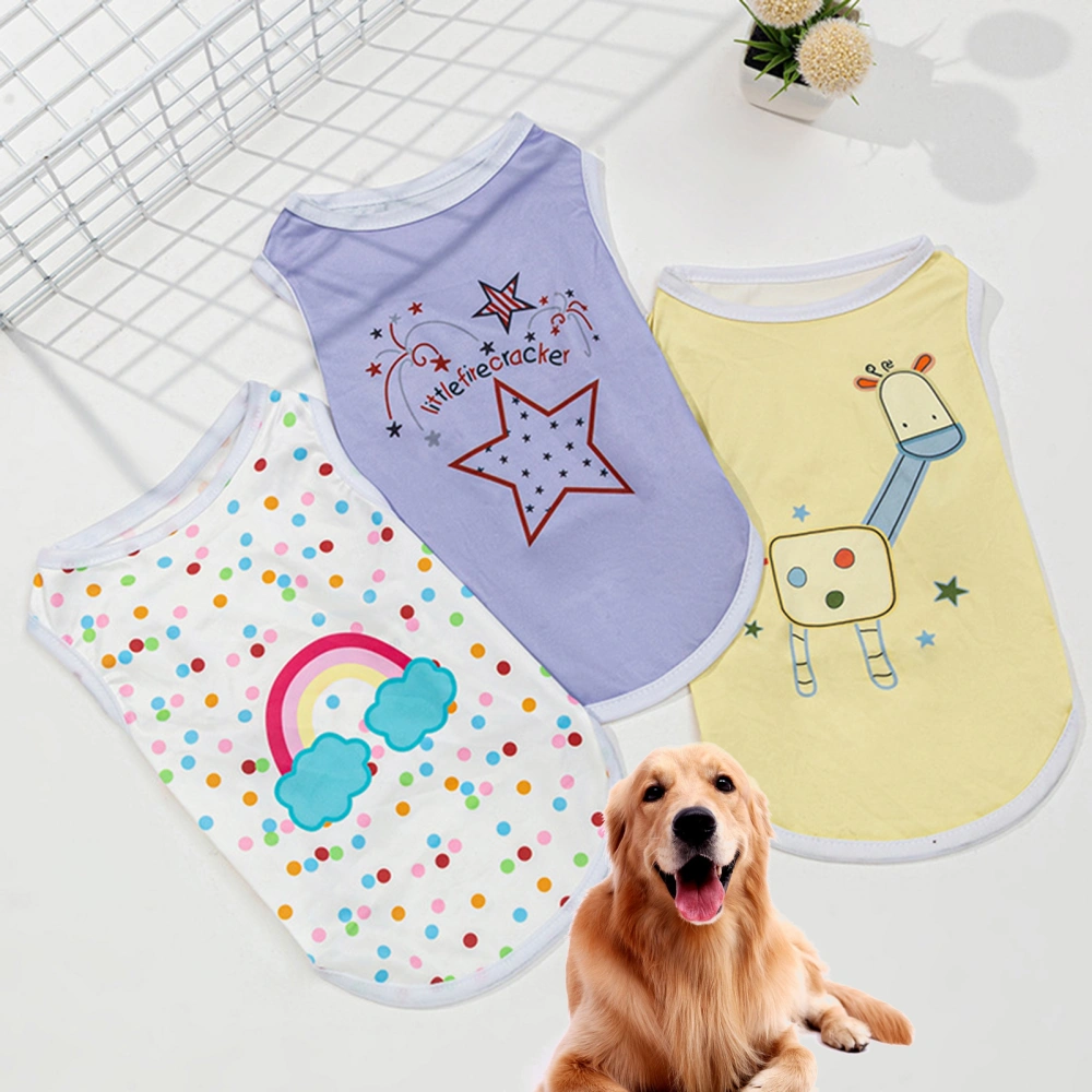 Pet Shirt Sleeveless Cartoon Pattern Round Collar Pullover Type Comfy Dog Clothes for Party 