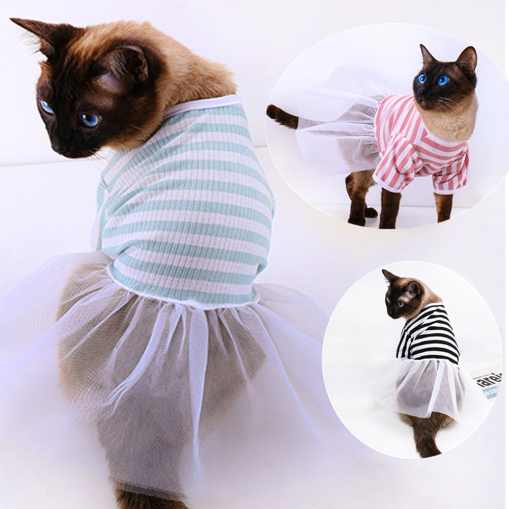 Puppy Dress Breathable Patchwork Sweet Summer Puppy Striped Tulle Princess Tutu for Party 