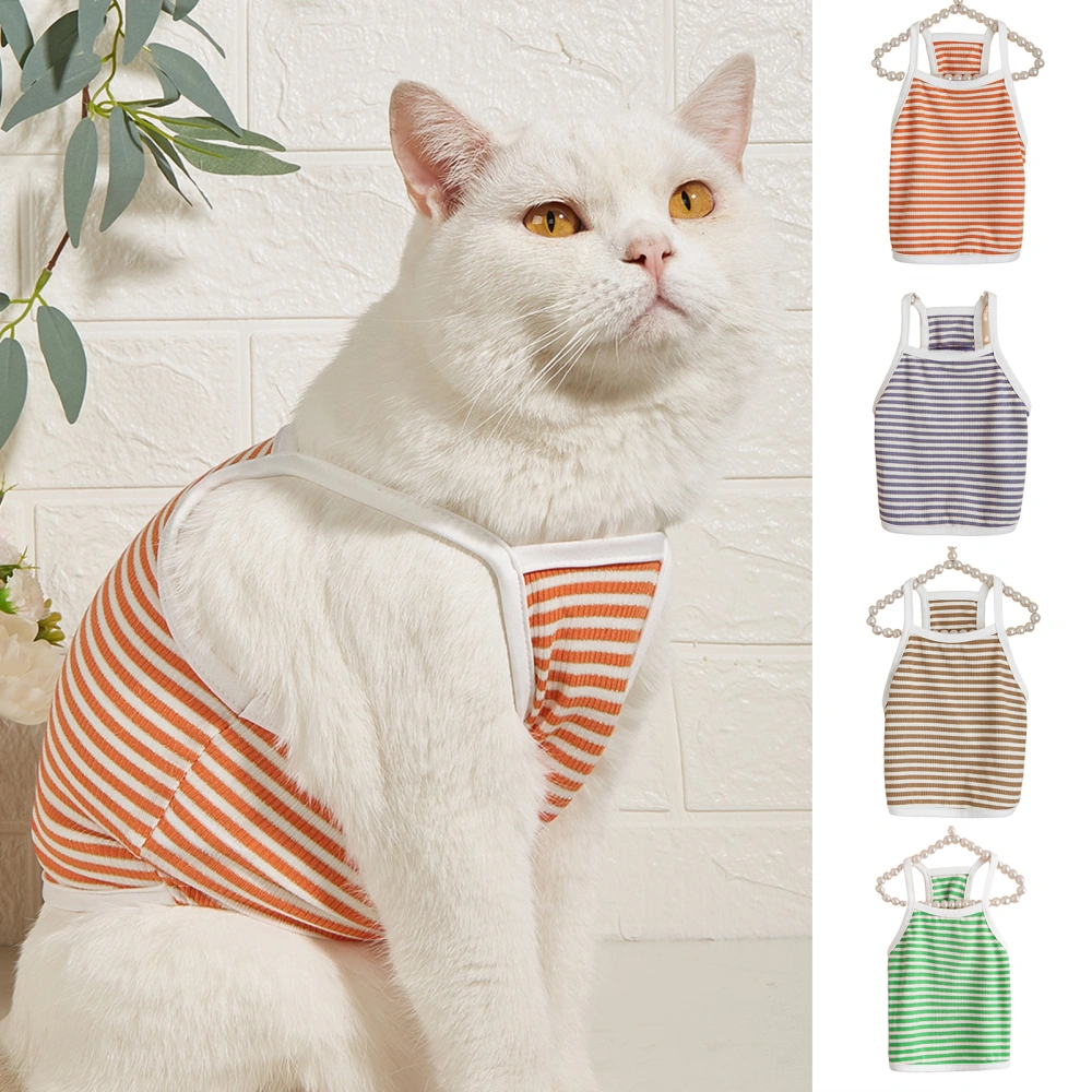 Pet Vest Sling Stripe Pattern Cotton Lovely Pet Sweatshirt Costume for Walking 