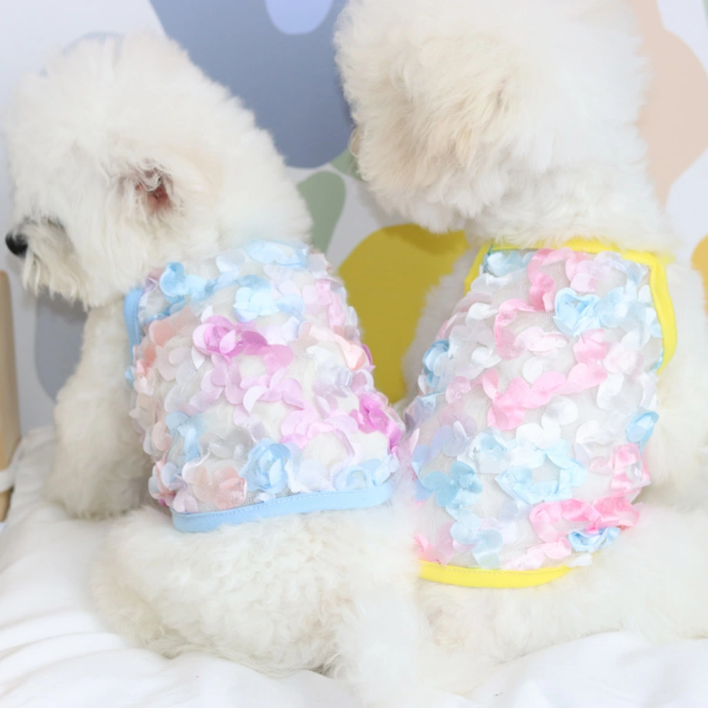 Pet Vest Mesh Texture Flower Decor Ventilation Pullover Type Comfy Dog Clothes for Summer 