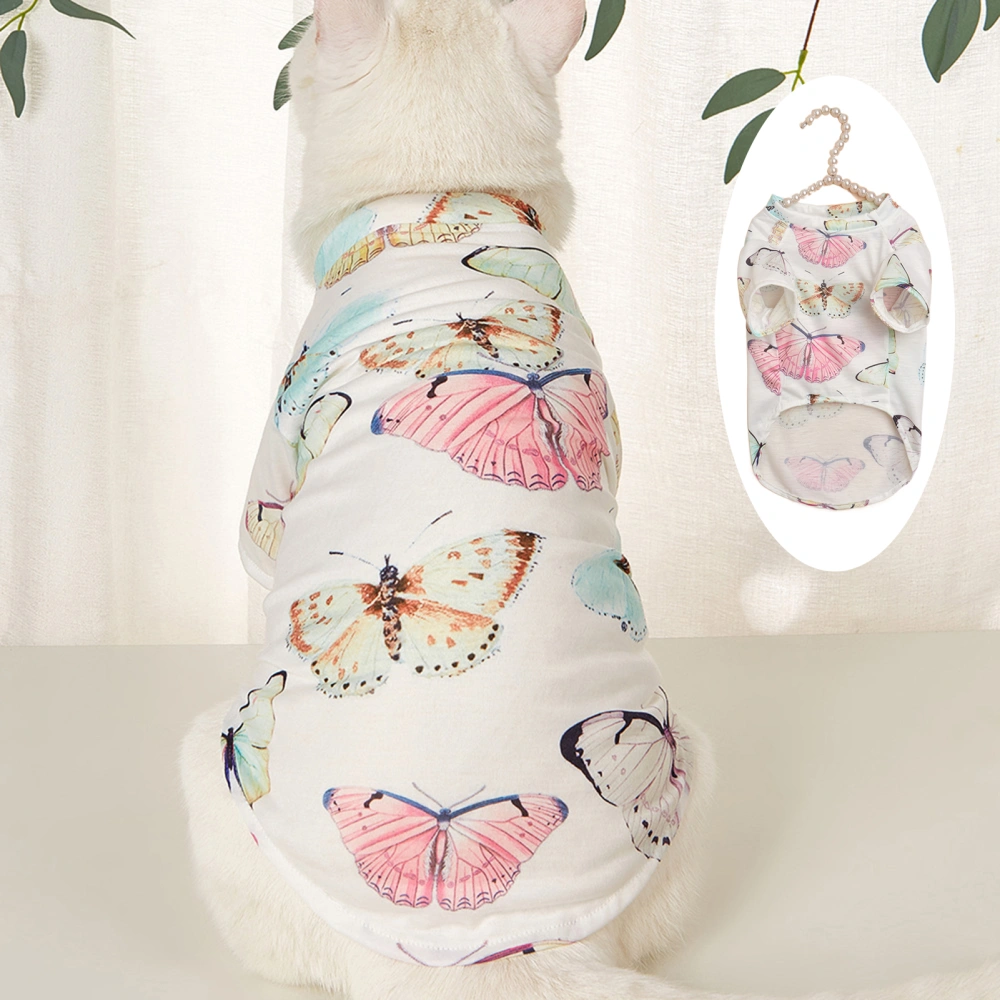 Pet Blouse Butterfly Printing Decorating Protect Skin Dog Pajamas Small Thin Puppy Outfit for Summer 