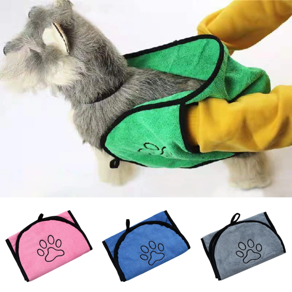 Pet Bath Towel Side Pocket Water Absorb Hanging Pet Dog Drying Bathrobe Towel for Bathroom 