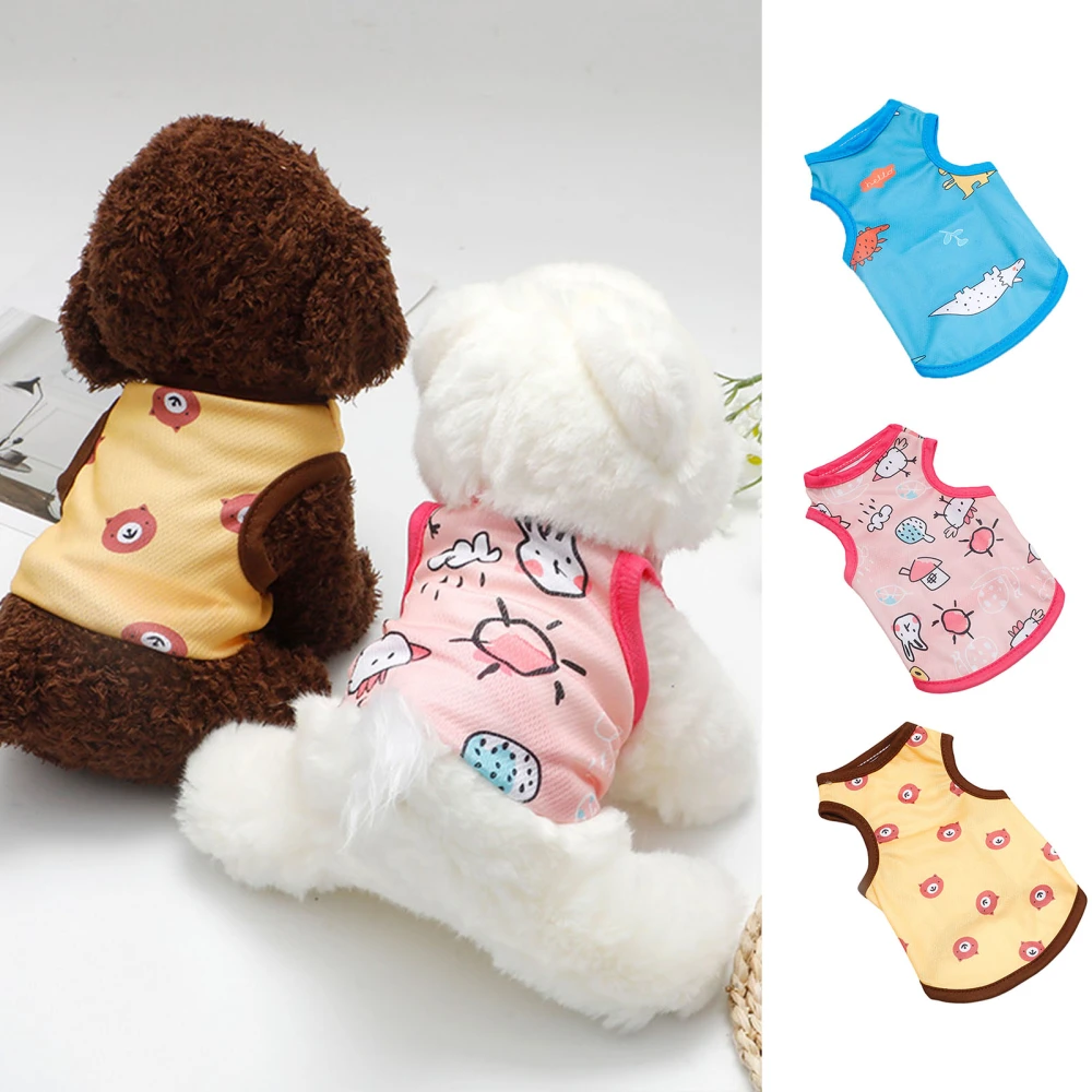 Pet Vest Cartoon Printing Dress-up Cool Dog Pajamas Small Thin Puppy Outfit for Summer