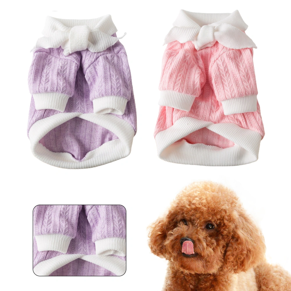 Pet Shirt Bow Tie Lapel Collar Protect Skin Pullover Type Comfy Dog Clothes for Summer 