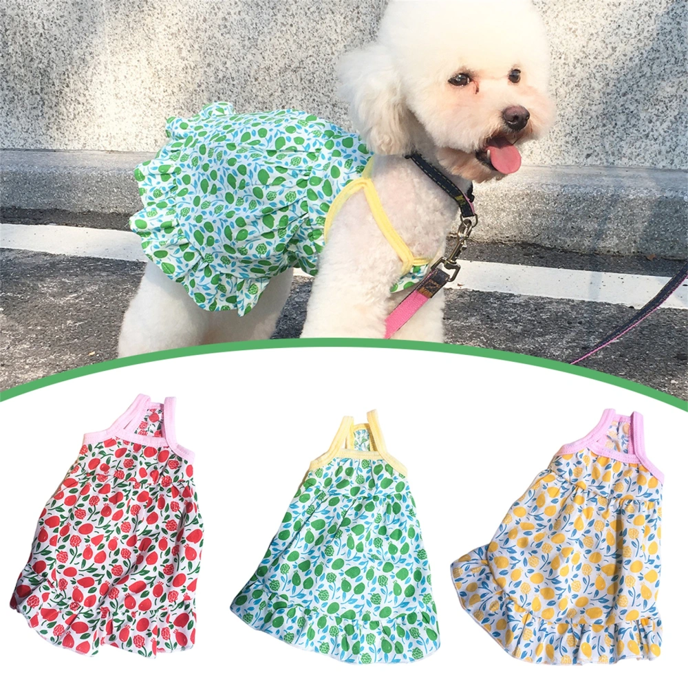 Pet Dress Sling Floral Printing Pleated Hemming Summer Dog Two-legged Clothes for Outdoor 