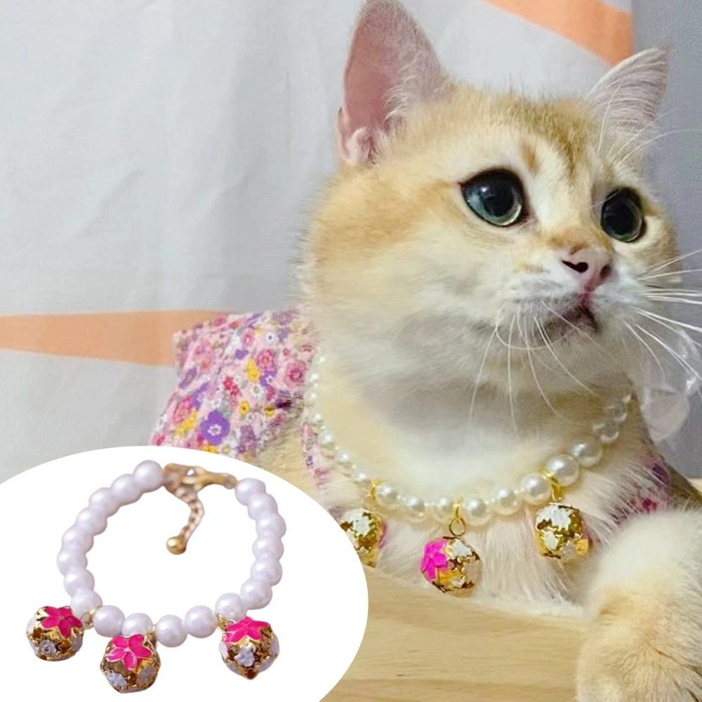 Pet Necklace Elegant Allergy Free Hydrangea Eco-friendly Shiny Surface Dress-up Faux Pearl Pet Dog Decorative Necklace Cat Jewelry Collar for Birthday