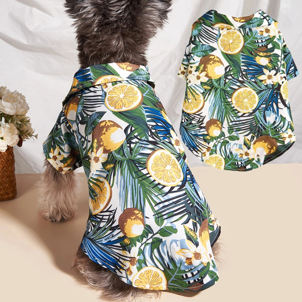 Pet T-shirt Ultra Soft Two-legged All-season Breathable Lovely Cartoon Hawaii Print Cat Chihuahua Clothing for Daily Wear