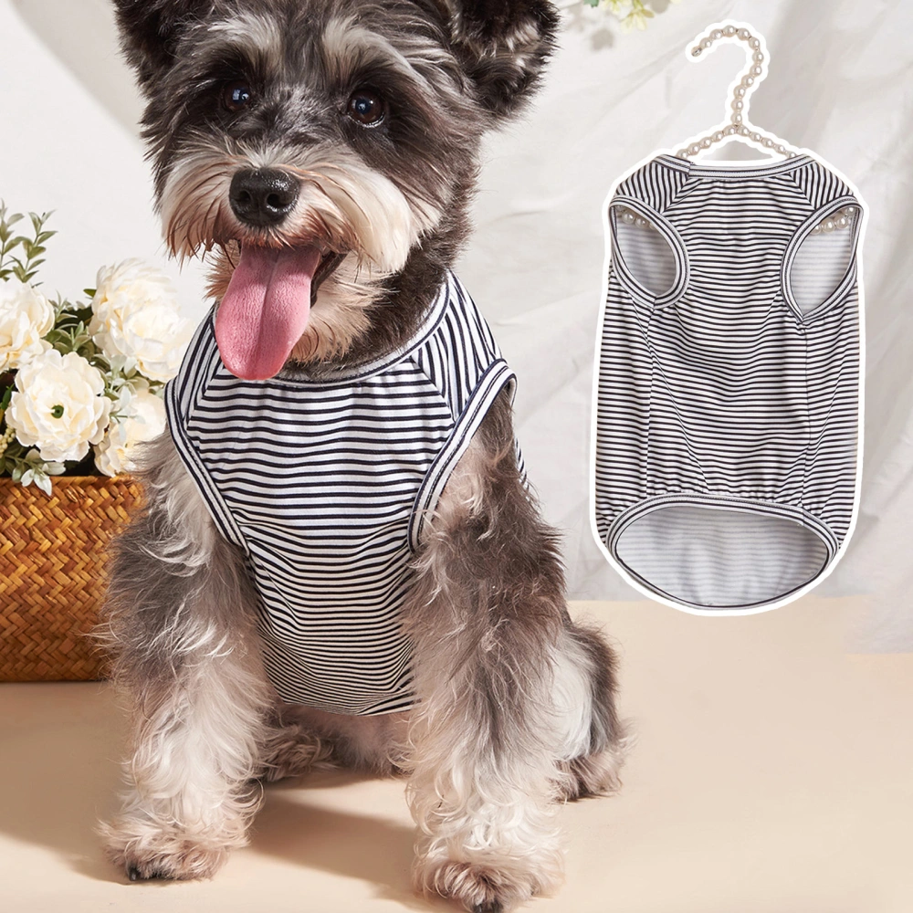 Pet Vest Stripe Printing Adorable Two-Leg Soft Texture Close-fitting Dress-up Breathable Pullover Type Comfy Dog Clothes for Outdoor