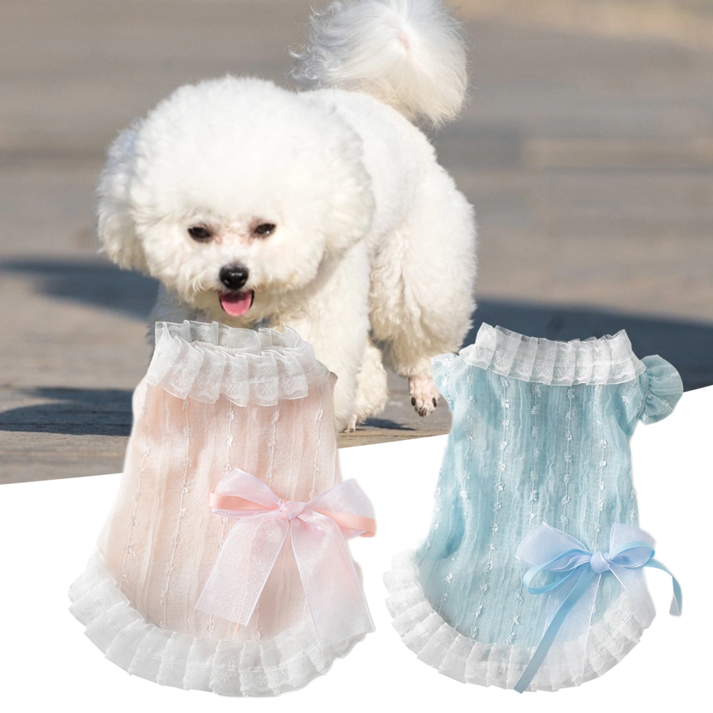 Pet Skirt Lace Edge Adorable Reusable Good Ductility Close-fitting Bowknot Decor Breathable Summer Kitty Clothes Dog Outfits for Outdoor