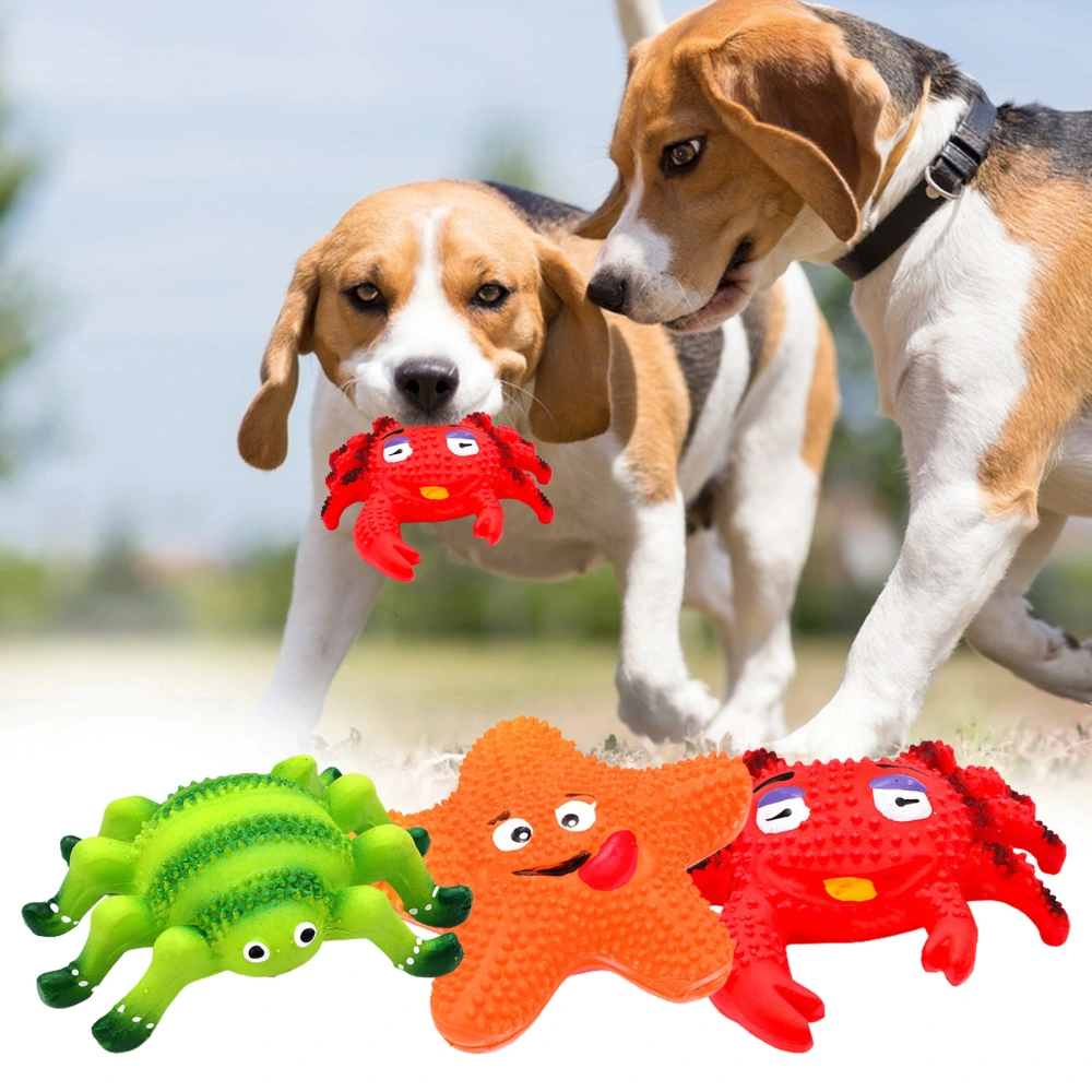 Cute Expression 3D Design Bright Color Bite Resistant Pet Teething Toy Crab Starfish Shape Puppy Dogs Chew Sounding Toy Pet Supplies