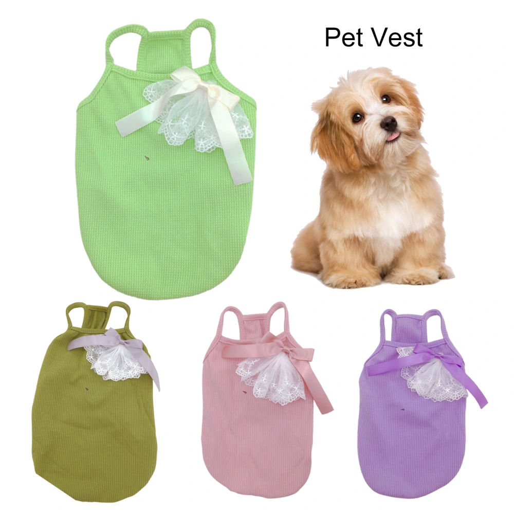 Pet Vest Bowknot Lace Tie Breathable Pullover Type Comfy Dog Clothes for Summer 