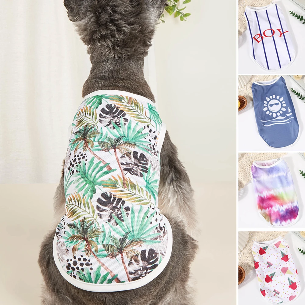 Pet Vest Fruit Pattern Elastic Hemming Washable Pet Dog Short Sleeve Shirt Outfit for Summer