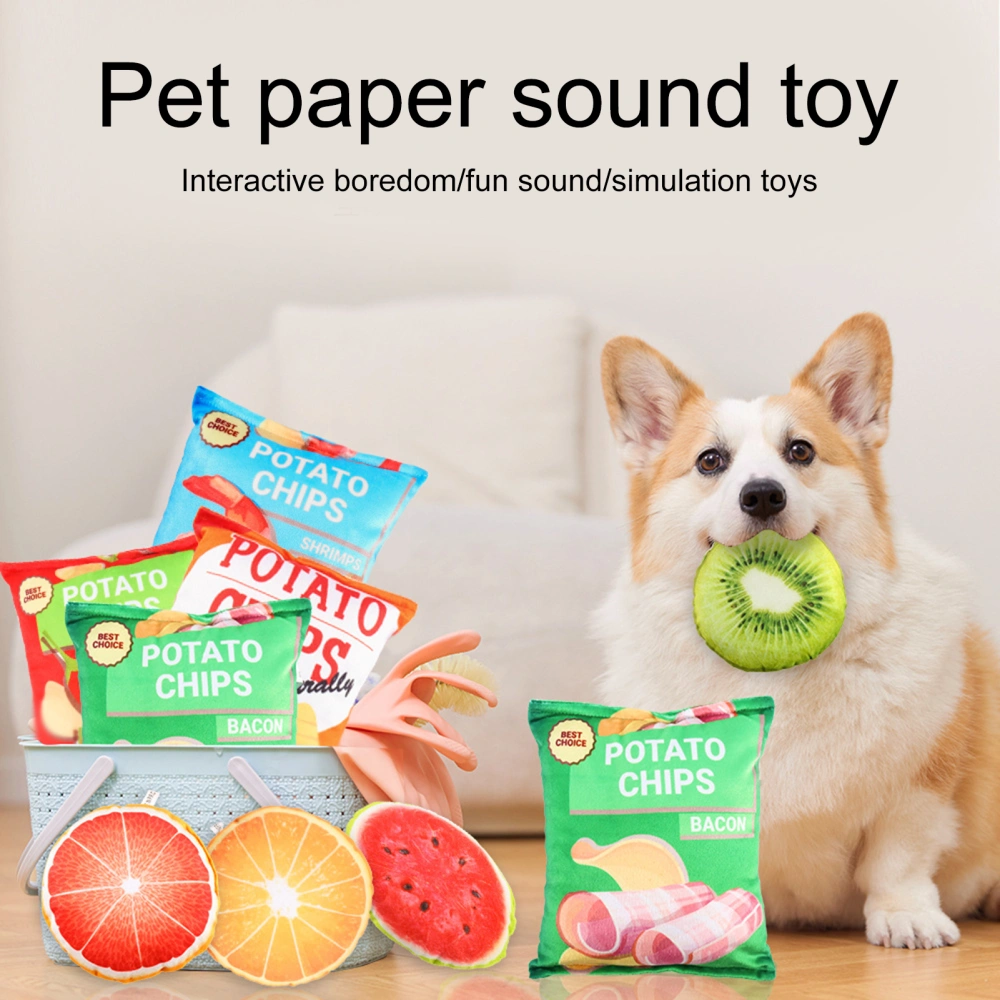 Pet Squeaky Toy Built-in Sound Soft Bite-Resistant Fruit Shape Plush Pet Dog Interactive Toy for Home