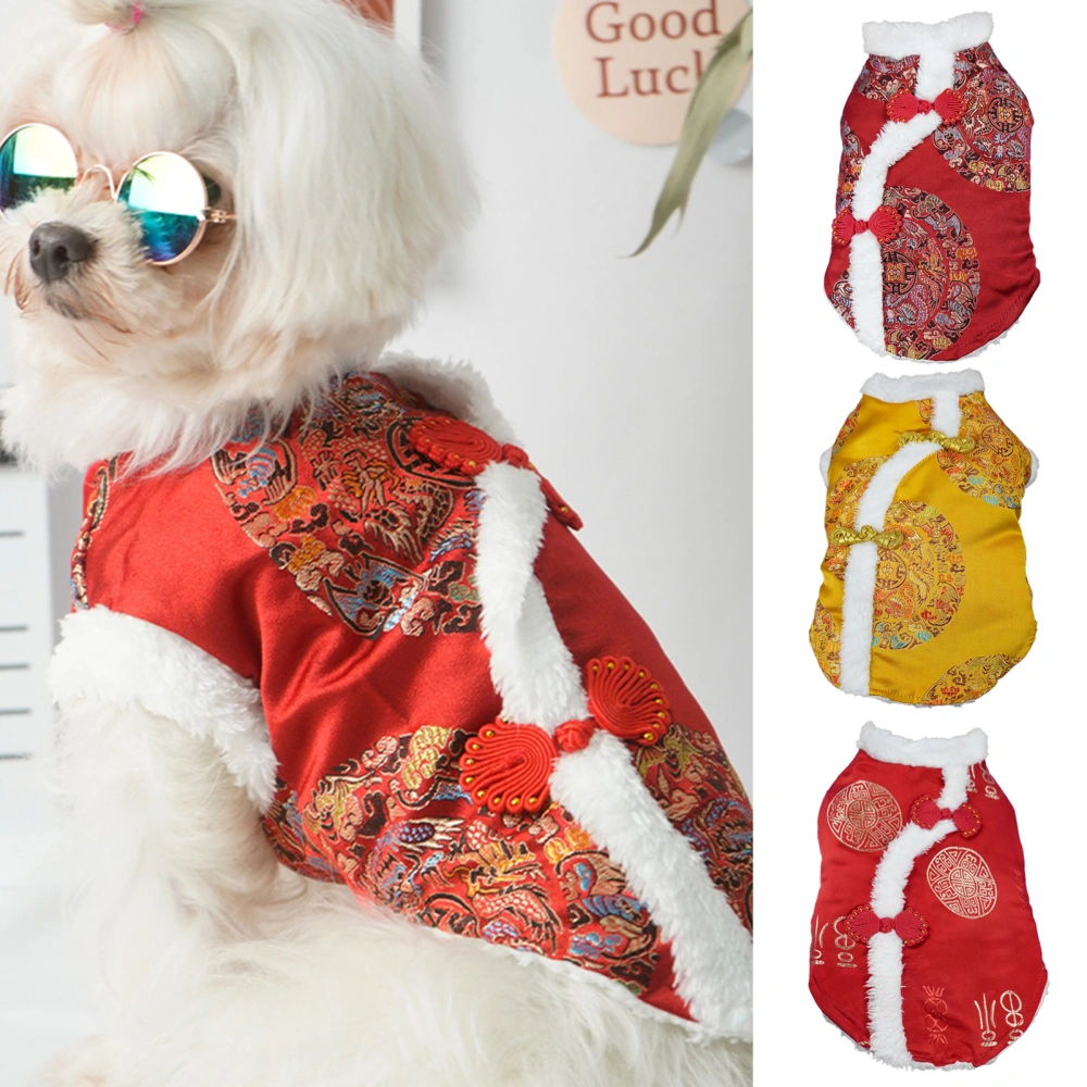 Dog Tang Suit Comfortable Winter Warm Pet Clothing New Year Tang Style Dog Cotton Vest Pet Supplies