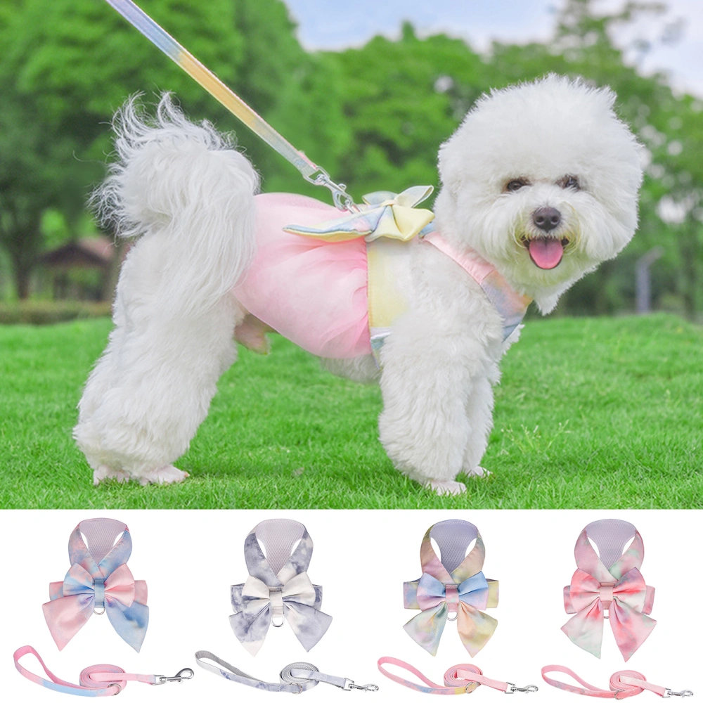 Pet Leash Bow Tie Gradient Surface Dress-Up Good Toughness Dog Harness Leash Puppy Supplies